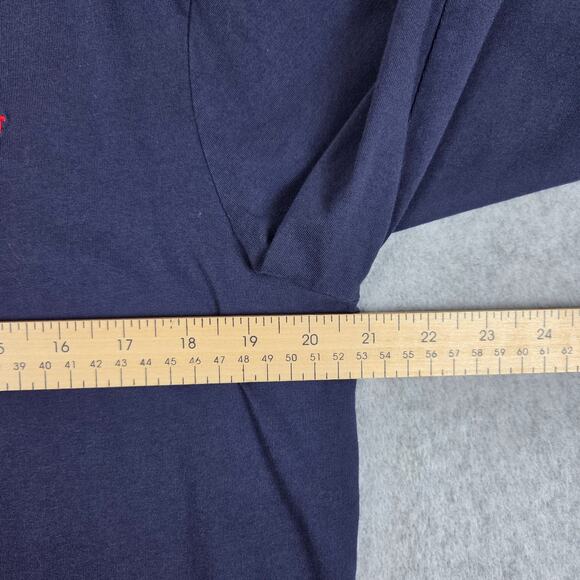 Polo Ralph Lauren Mens Large Navy Blue Long Sleeve T Shirt Red Logo - Picture 9 of 11